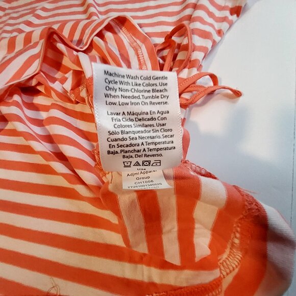 Time & Tru Womens Sleeveless Orange & White Striped Tank Top Size Large (12-14) - Picture 8 of 8